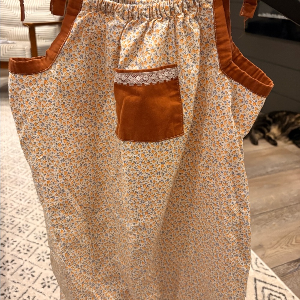 Floral Casual Dress with Orange Trim